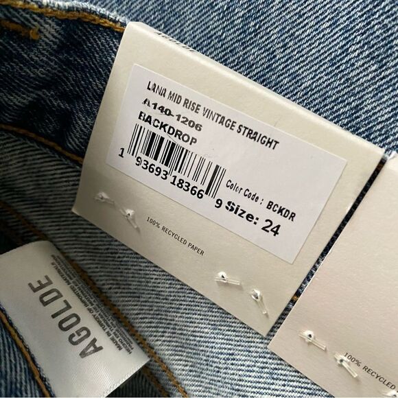 AGOLDE Lana Mid Rise Vintage Straight Jean in Backdrop Size 24 NWT - Picture 10 of 11